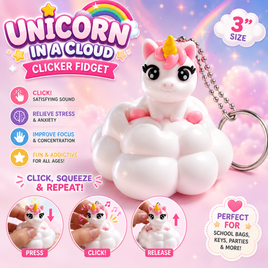 3" UNICORN IN A CLOUD CLICKER FIDGET