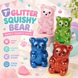 7" GLITTER SQUISHY BEAR