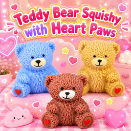 TEDDY BEAR SQUISHY W/ HEART PAWS