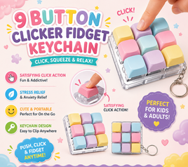 9 BUTTON PASTEL CLICKER FIDGET (KEYCHAIN)