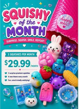 THREE SQUISHIES PER MONTH SUBSCRIPTION