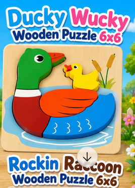 Ducky Wucky Wooden Puzzle (6"x6")