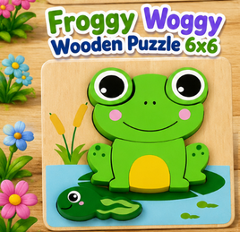 Froggy Woggy Wooden Puzzle (6"x6")