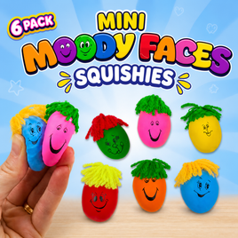 6 PACK-MINI MOODY FACES SQUISHIES