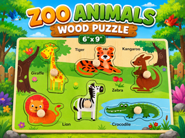 Zoo Animal Wooden Puzzle (6"x9")